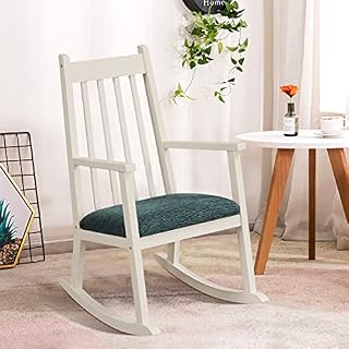 GYMAX Kids Rocking Chair, Wooden Armchair with Soft Cushion, Toddler Rocker Chairs for Nursery Bedroom Living Room, Suitable for 3-10 Years Old (White)