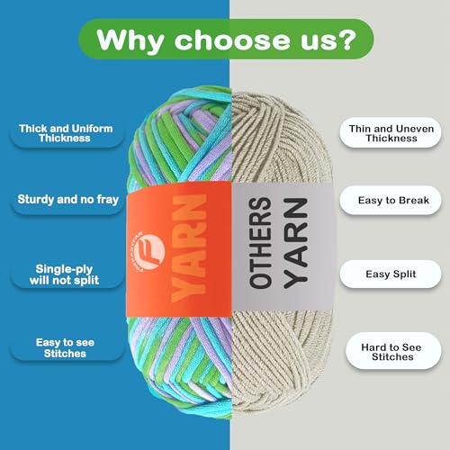 Image of 3.5Oz /120yds Beginner Easy Yarn for Crocheting and Knitting;Worsted-Weight Medium #4;Cotton Blend Yarn for Beginners Amigurumi DIY (Ocean, 1 Skein)