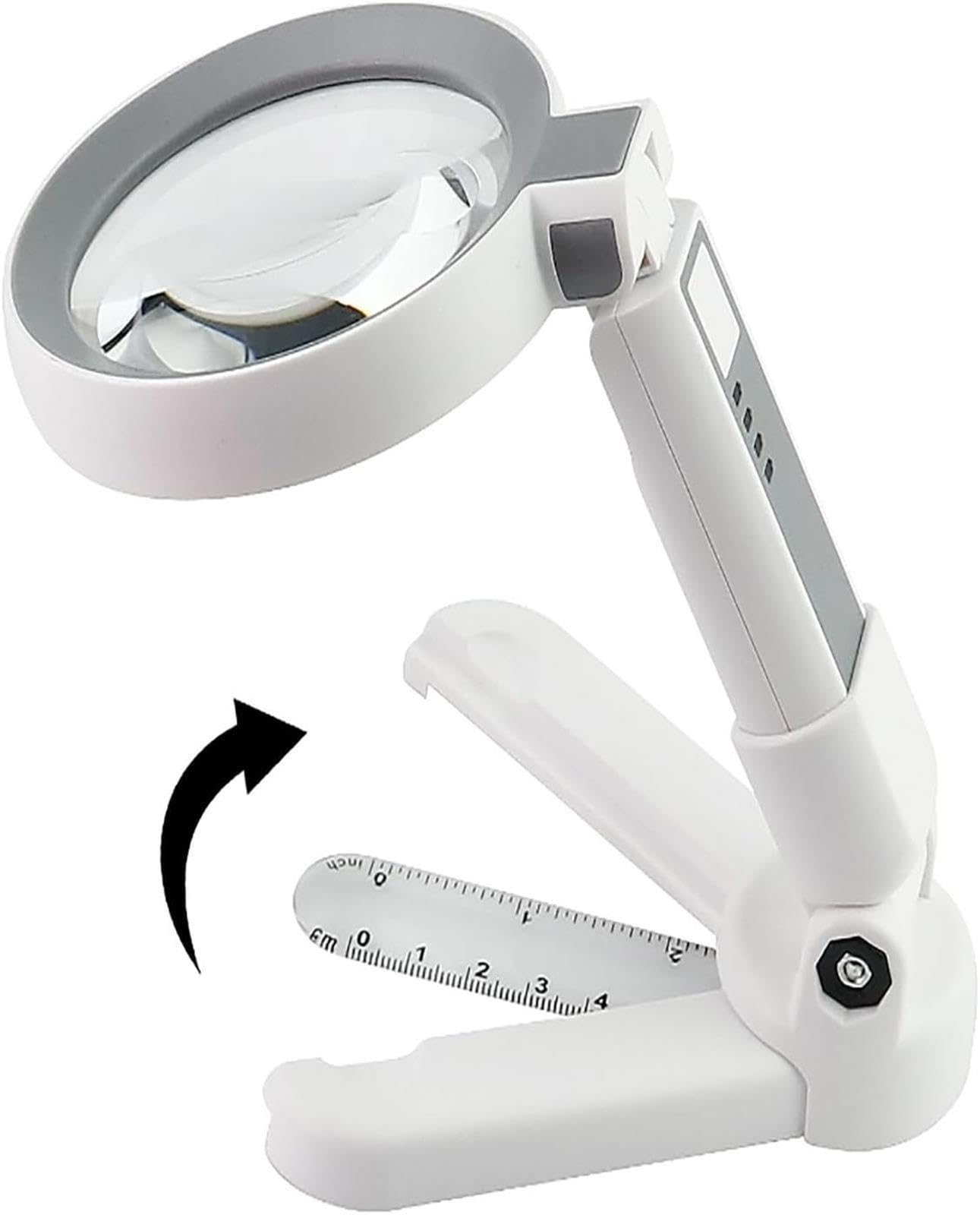 Lente d'ingrandimento da tavolo portatile USB 18 LED Misurazione scala luminosa Ingrandimento 5X 11X Adatto for anziani Lettura Ispezione saldatura Monete Esplorazione di gioielli