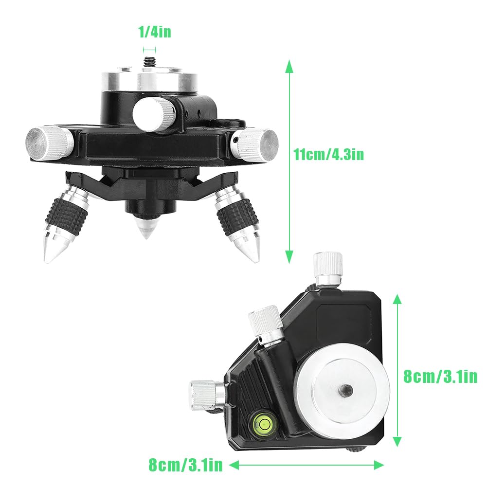Tiiyee Adaptateur de Niveau Laser, connecteur de Base Rotatif à 360 degrés Support de trépied Standard en Alliage d'aluminium avec Filetage 1 4"Compatible avec la Plupart des appareils