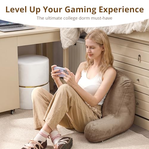 Image of Sasttie Reading Pillow for Bed, Back Pillow for Sitting Up, Light Brown