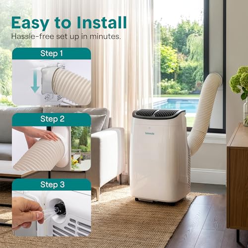 Image of SereneLife 8,000 BTU Portable Air Conditioner with Dehumidifier & Fan | Portable AC Unit with WiFi for Wide Area Climate Control | Compact Standing Air Conditioner with Window Kit