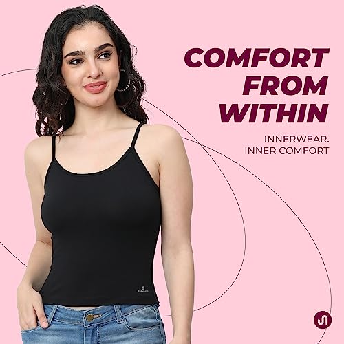 Image of Bodyband Camisole for women cotton spaghetti top for womens stretchable slips for womens adjustable strap cami tops for women regular fit spaghetti for woman inner slips for woman cotton inner for Girls