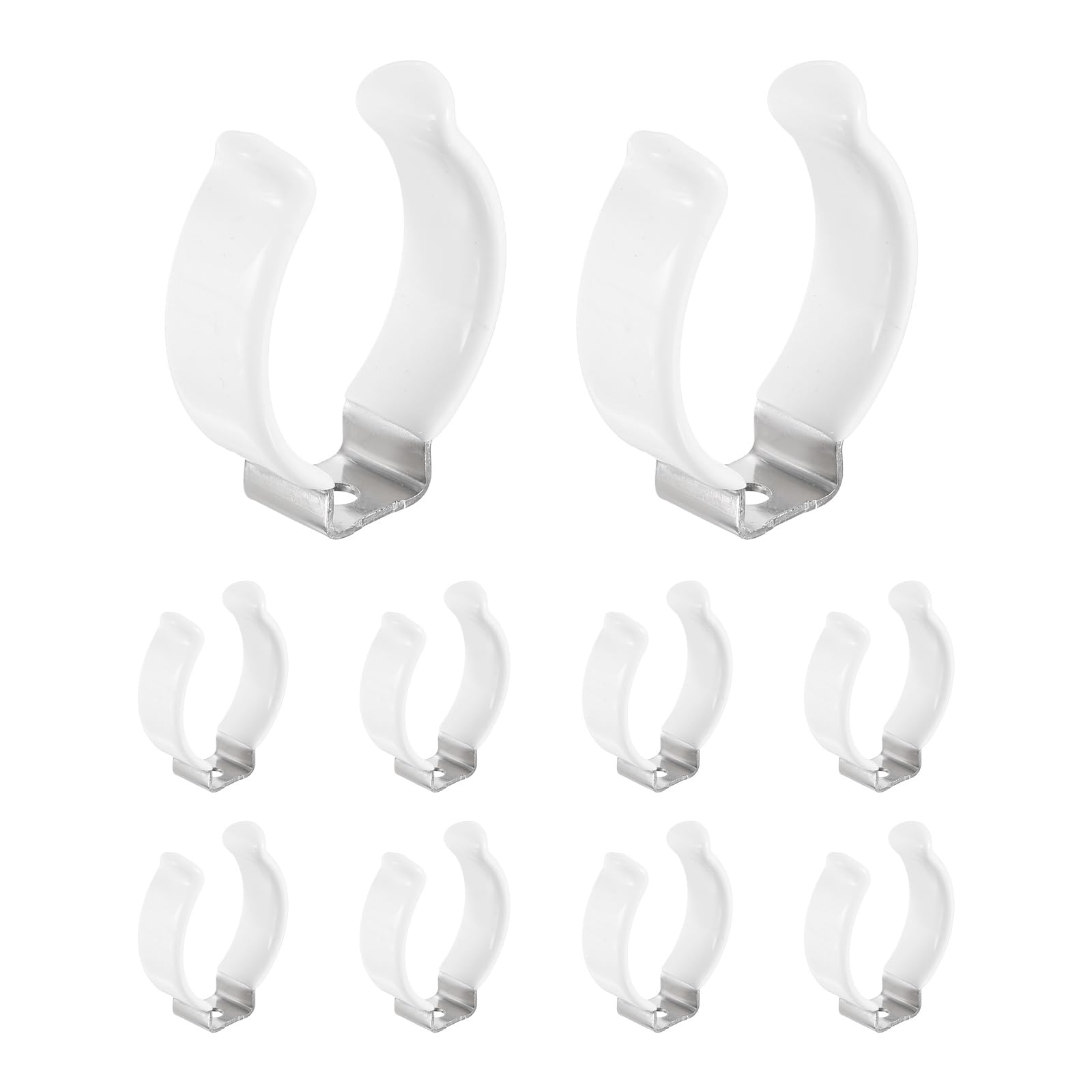 sourcing map 10Pcs T12 U Clips Holder Bracket, Stainless Steel LED Fluorescent Tube Clip, Lamp Support Pipe Clamps for 32mm 1 1/4" Light Bulb Tube Rod Mounting Accessories, 47mm H, White