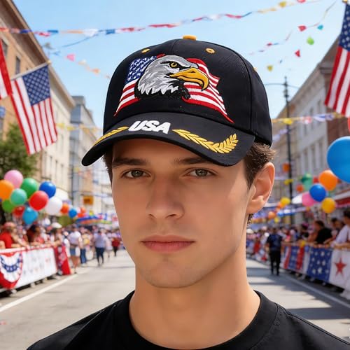 Image of Patriotic-USA-Eagle-Baseball-Caps-Woman-Man-Sun-Hat for 4th-July