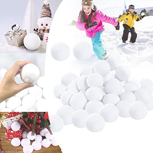 5cm Fake Snowballs White Realistic Artificial Snowballs 40Pcs Fake Snowball for Kids Indoor Snowballs Fight Game Christmas Tree Decorations Xmas Fake Snow Balls for Children Adult Snowball Throw Games