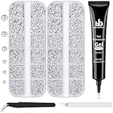 BELLEBOOST Nail Art Rhinestone Glue Gel&2 Boxes Flatback Gems Accessories Kit, 1 Tube of 15ml Rhines
