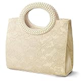 [プレックス] 2way パール ハンドル パーティーバッグ レディース レース デザイン 華やか 上品 アイボリー（レースタイプ）