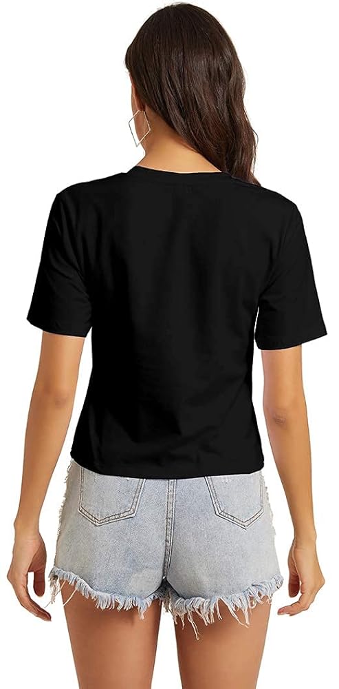 GUBUYI Women's Basic Loose Short Sleeve Crop Top Casual