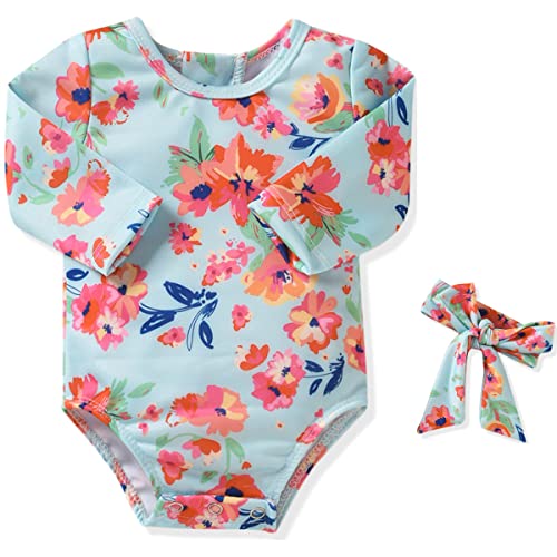 Image of Aalizzwell Baby Girls One Piece Long Sleeve Swimsuit