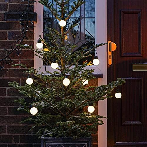 Outdoor Festoon Lights - Battery Powered LED Frosted Bulbs - with Timer - 4.5m Lit Length - Decorative Lighting