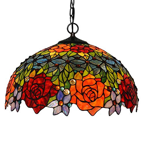 Lustre Tiffany 46cm luminaire suspendu plafonnier vitrail créatif