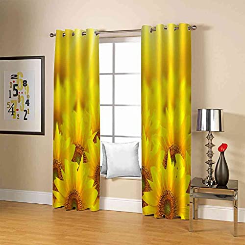 Rideau chambre occultant à oeillets jaune 3D isolant thermique 200x160 cm - 5
