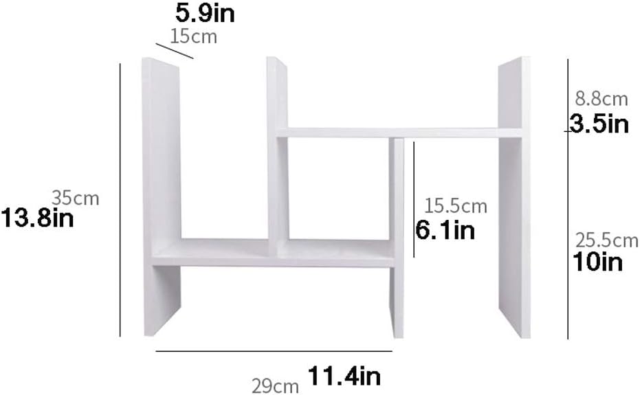 File Magazine Holder Wood Desktop Organizer Multipurpose Desk Bookshelf Display Shelf Rack Counter Top Bookcase for Office Home White Desk File Organiser