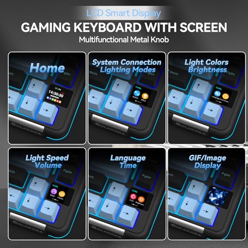 Image of SOLAKAKA A75 PRO Black Gaming Keyboard 75% Wireless Mechanical with Screen and Knob, RGB Backlit Hot Swappable Gasket Pre-lubed PBT Keycaps for PC /Mac /Win