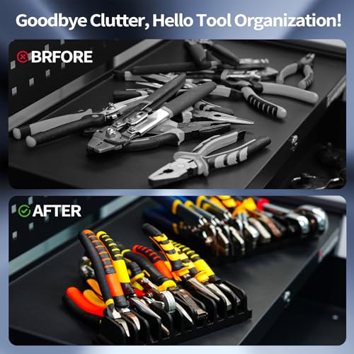Image of 44 PCS Plier Organizer for Toolbox & Tool Drawer, Modular Desgin Plier Holders, Modular Toolbox Organizer System for Professional and DIY Mechanics, Include 20 Big Slot and 22 Small Slot, Black