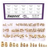 Swpeet 145 Stück 5 Werte M2 M3 M4 M5 M6 Innengewinde Rändelmuttern Messing Gewindeeinsatz...