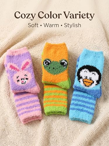 Image of Tipi Toe Womens Fuzzy Crew Socks with Anti Slip Grips Warm Cozy Fluffy Winter Slipper Socks Non Skid Home Socks for Women