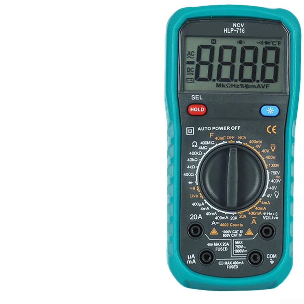 HLP716 Sprachgesteuertes digitales Multimeter für Elektriker mit Wechselstrom-, Gleichstrom-, Widerstands- und Kapazitätsfunktionen