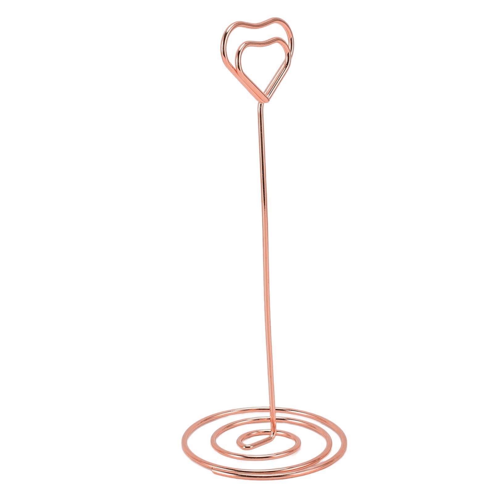 Porta segnaposto da tavolo da 20 pezzi, porta segnaposto a forma di cuore da 15 cm, supporto per foto con clip per promemoria (Oro rosa)