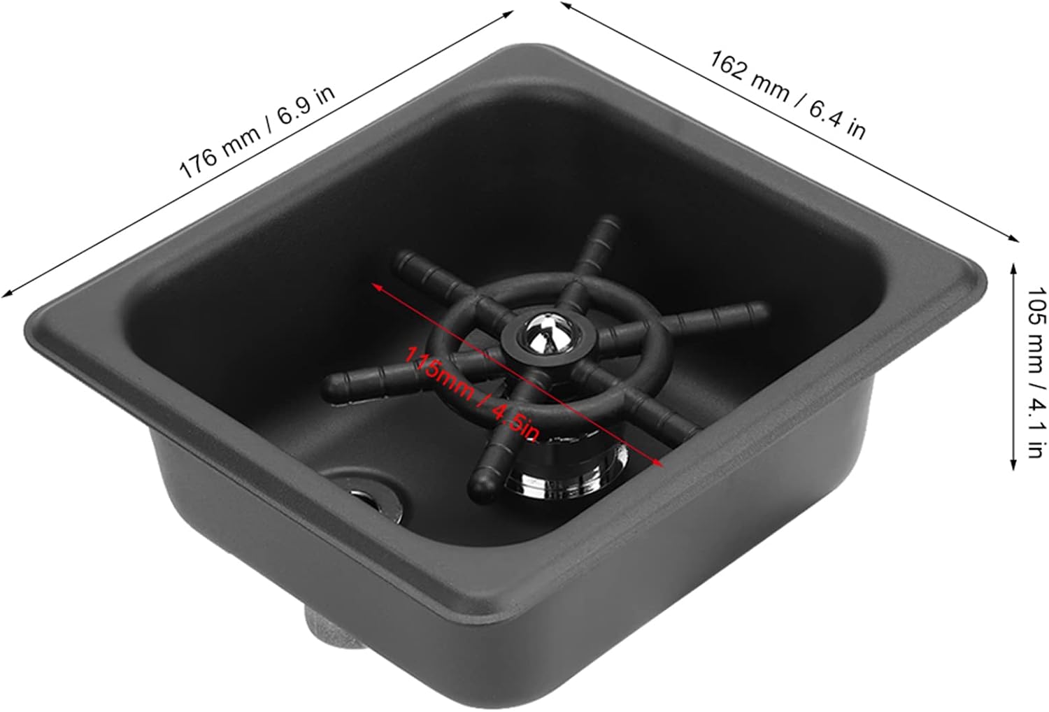 Cup Washer, Stainless Steel Automatic Cup Rinser Washer Cleaner for Hotel Bar Coffee Tea Shop, Black