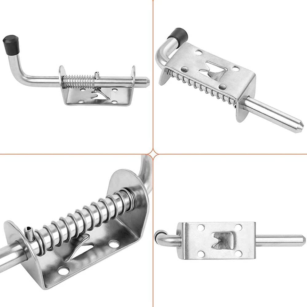 Chiavistello A Molla In Acciaio Inox 304, Chiavistello A Molla Con Impugnatura In Gomma, Chiavistello Con Molla, Serratura A Chiavistello Per Porte A Capannone, Porte, Finestre, Garage (10 X 128 Mm