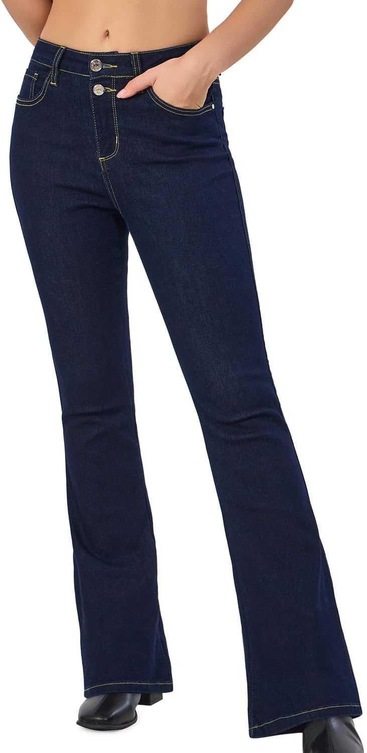 VIPONES Women's Flare Bell Bottom Jeans High Waisted Wide Leg Bootcut Jeans Stretchy Denim Pants - Image 2