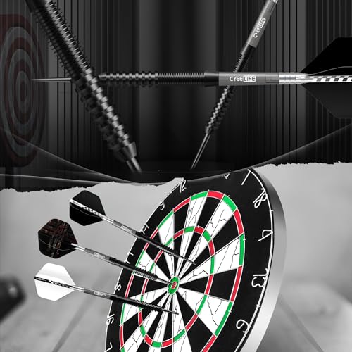 CyeeLife Tungsten Darts 23g Steel Tip,Steel Tip Darts Set with PC Shafts + Tungsten Barrels + Dart Flights + Dart Sharpener,Professional Tungsten Darts Set (Black) - Image 4