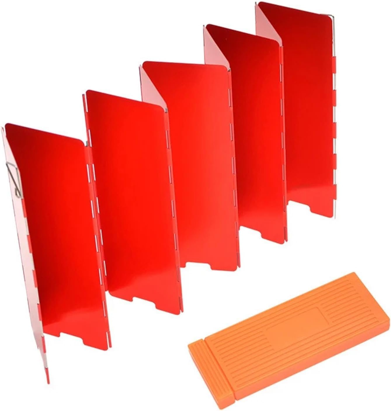 JvFbjLF Portable Aluminum Alloy Folding Camping Stove Windscreen 8 Plates(Red)