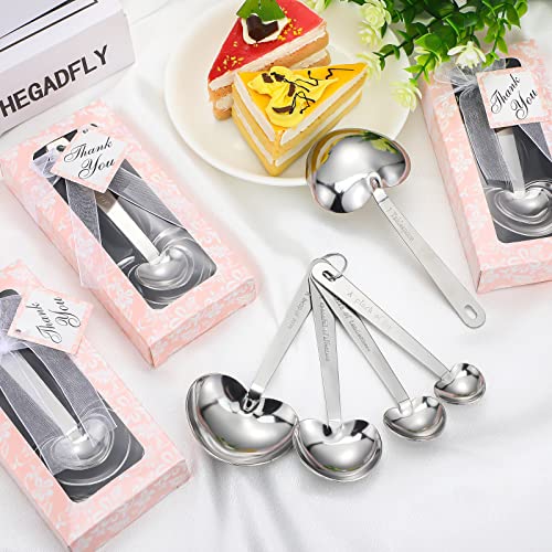Sunnyray 100 Sets Heart Shaped Measuring Spoons Stainless Steel Measure Spoons For Bridal Shower Gift Wedding Favors Baby Shower Birthday Party Souvenirs For Guests With Individual Gift Package (Pink) #TOP5