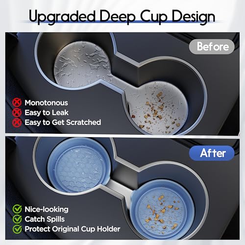 Image of Amooca Car Cup Coaster Universal Automotive Waterproof Non-Slip Cup Holders Sift-Proof Spill Holder Car Interior Accessories 4 Pack Gray Blue