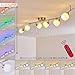 Produktbild LED Deckenleuchte Motala, dimmbare Deckenlampe aus Metall/Glas in Nickel-matt, 6-flammig, 21 Watt (insgesamt), 1410 Lumen (insgesamt), Lichtfarbe 2700-5000 Kelvin, RGB Farbwechsler u. Fernbedienung