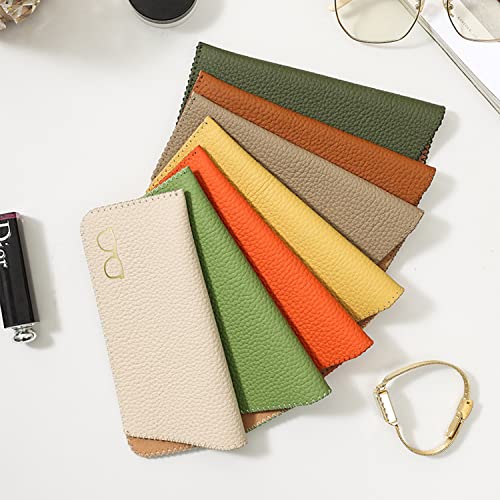 Image of K Luxury Women's Eyeglass Case Leather Soft Holder Pocket Cases Slim Travel Pouch for Sunglasses Eyeglasses Readers
