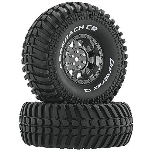 Duratrax Approach RC Rock Crawler Tires with Foam Inserts, C3 Super Soft Compound, Moderate Traction, 1.9', Black Chrome (Set of 2)