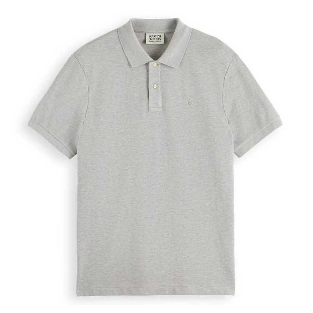Scotch & Soda Men's Core-Logo Pique Polo Shirt, Grey Melange, S – Ansicht 3
