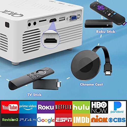 [Wifi Projector] Xrprime 7500Lumens Mini Projector, Full Hd 1080P 200'' Display Supported, Compatible With Smartphones, Tv Stick, Video Games, Dvd Player, Hdmi/Av/Vga/Usb For Outdoor Movies, Hi-06 #TOP3