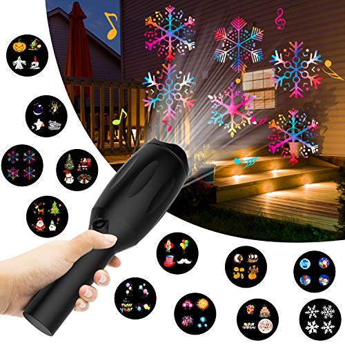 Holiday Handheld Projector Lights, Christmas Music Led Projector Flashlight Gifts for Kids, 12