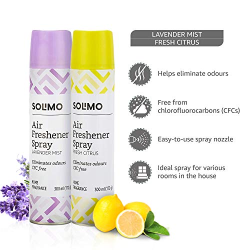 Image of Amazon Brand - Solimo Home Air Freshener Spray, 300 ml - Fresh Citrus & Lavender Mist