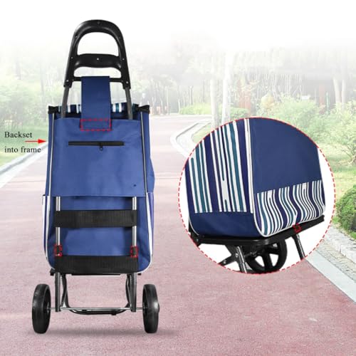 2 In 1 Einkaufstrolley Klappbar Einkaufswagen Klappbar Einkaufsroller Mit Rädern, Tragfähige Sackkarre Mit Wasserdichter Tasche Für Einkauf, Camping, Garten(/Red) – Bild 3