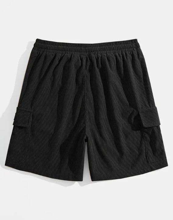 Image of Samfor Shorts for Men || Authentics Classic Men's Ribbed Polycotton Relaxed Fit Cargo Stretch Shorts || Lightweight & Quick Dry || Men Shorts Casual ||Shorts Pant for Men