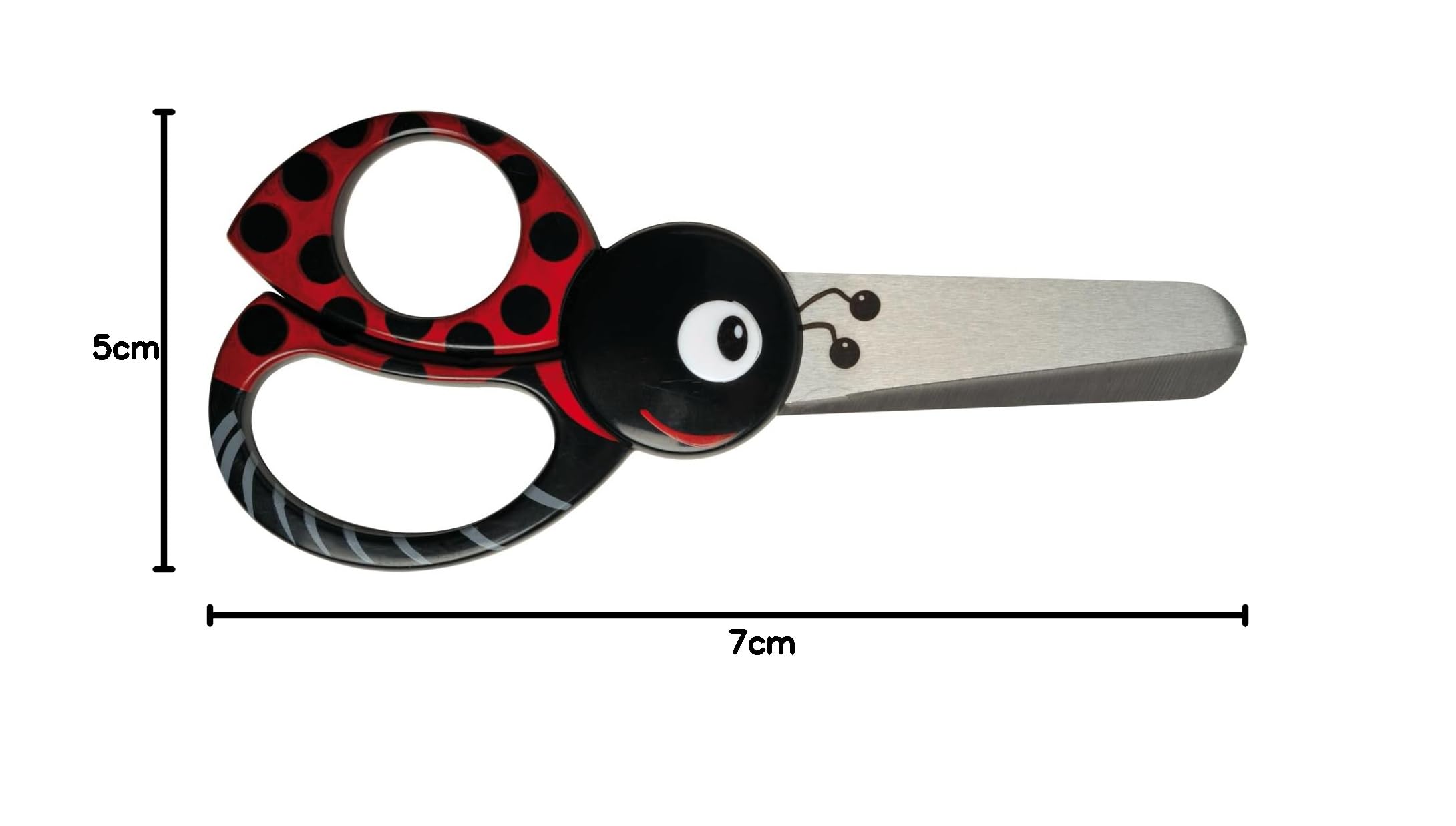 Fiskars Forbici per bambini a forma di coccinella, A partire da 4 anni, Lunghezza: 13 cm, Per destrorsi e mancini, Lama in acciaio inossidabile/Impugnature in plastica, Rosso, 1004612