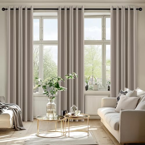 Image of MIULEE Blackout Curtains for Bedroom Living Room 2 Panels, Thermal Insulated Room Darkening Drapes Grommet Noise Reducing Light Blocking Window Treatments 84 Inches Long 40x84 Inch Stone