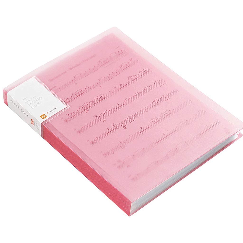 RJJ File folder 20/30/40/60 page office supplies insert bag multi-layer transparent folder Folder collection folder (Color : Pink, Size : 30 pages)