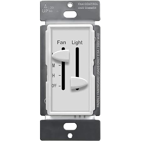 Kichler 337010wh Dual Slide 4 Speed Fan And Light Dimming Wall Control White Ceiling Fans Amazon Com