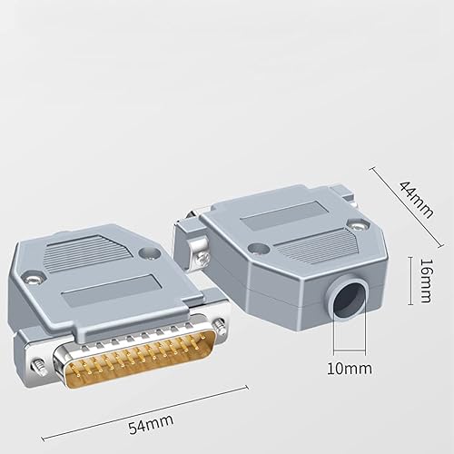 Miniatura 4 de Juego de conectores de copa de soldadura DB25 macho RS232 D-SUB, juntas chapadas en oro, puerto de soldadura serie RS232, 25 pines D, acopladores