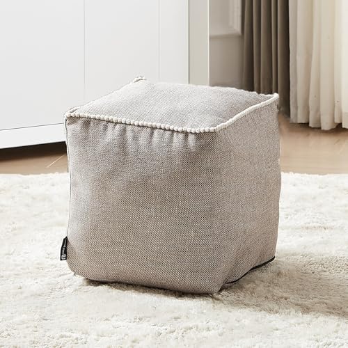 Louis Donné 45 x 45 cm ungefüllter quadratischer Pouf Ottoman Bezug Ersatz Fußhocker Poofy Ottomane zur Aufbewahrung Fuß Baumwolle und Leinen Stoff dekorative DIY Hoem Docoration (nur Bezug)