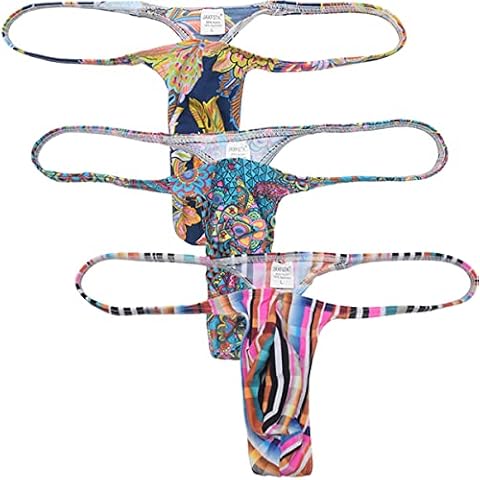 OROCOJUCO Men's Mini Bikini T-back Underwear Slim Cut Pouch Swim G-string Minimal Coverage Tangas Hipster String Thong 3-Pack HLD L Cover
