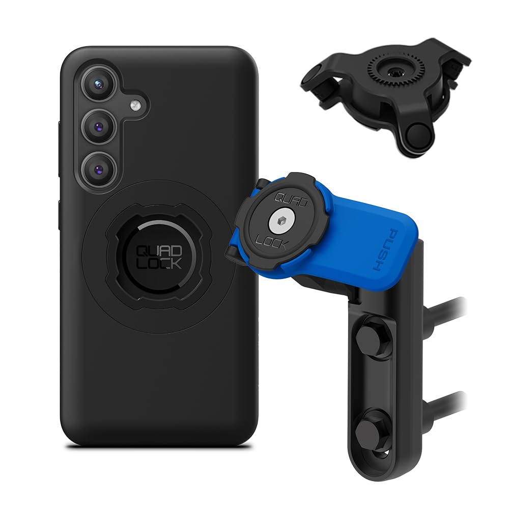 Quad Lock Brake/Clutch Motorcycle Phone Mount with Vibration Dampener and MAG Phone Case for Galaxy S24