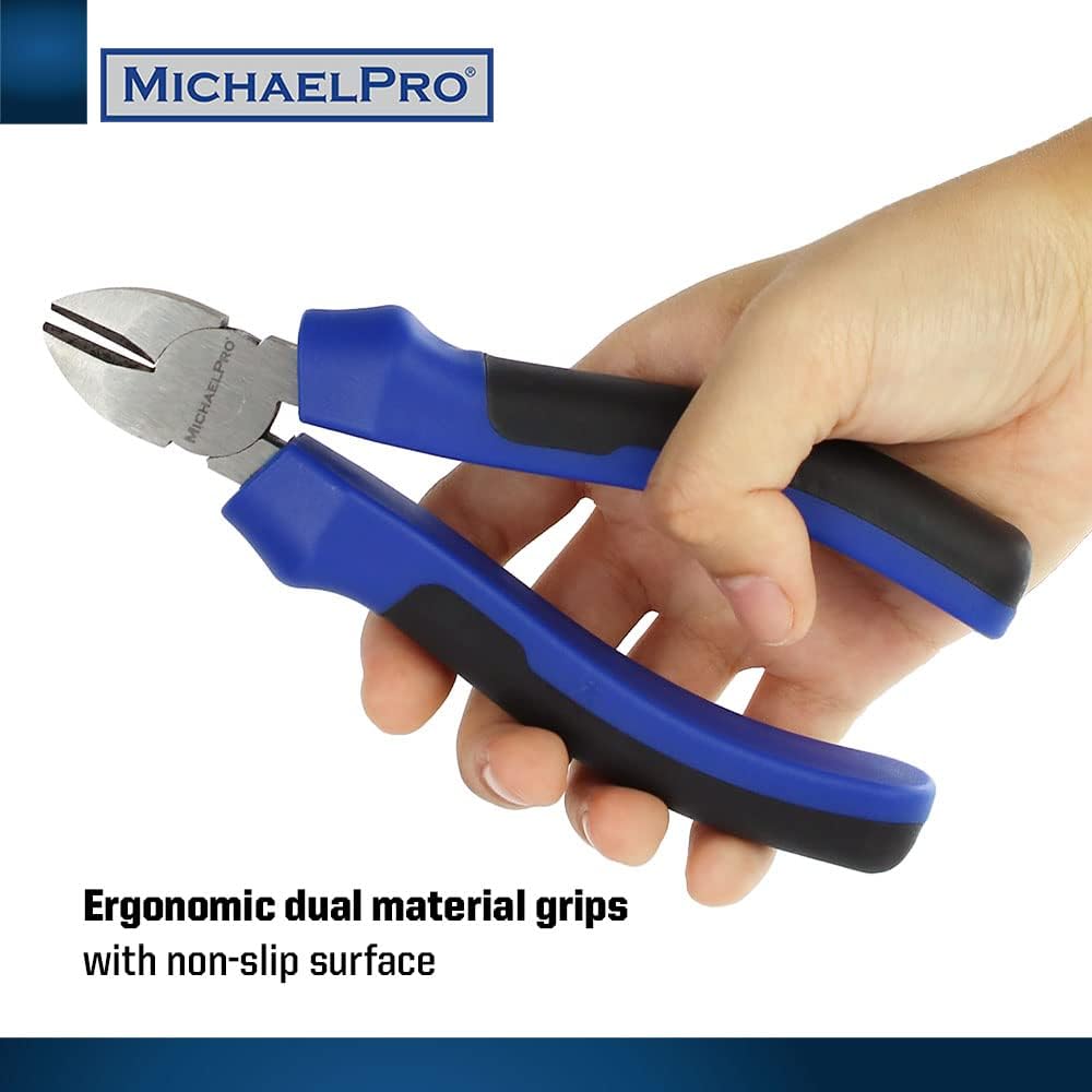 MichaelPro 6.3-Inch Wire Cutter, Diagonal Cutting Pliers, Wire Cutting Tool with Precision Edge for Clean Cuts, Compact Side Cutters for Electrical Work, Repair, and DIY Applications | MP003030