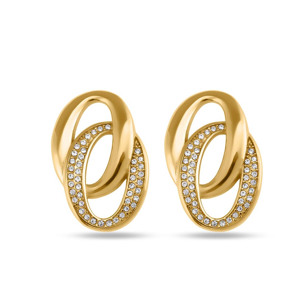 palmonas Elegant Interlinked Stud Earrings for Women - Gold Plated, Waterproof & Anti Tarnish Earrings | Gift For Women & Girls | Durable, Lightweight, & Comfortable Jewellery for Women-picture-34